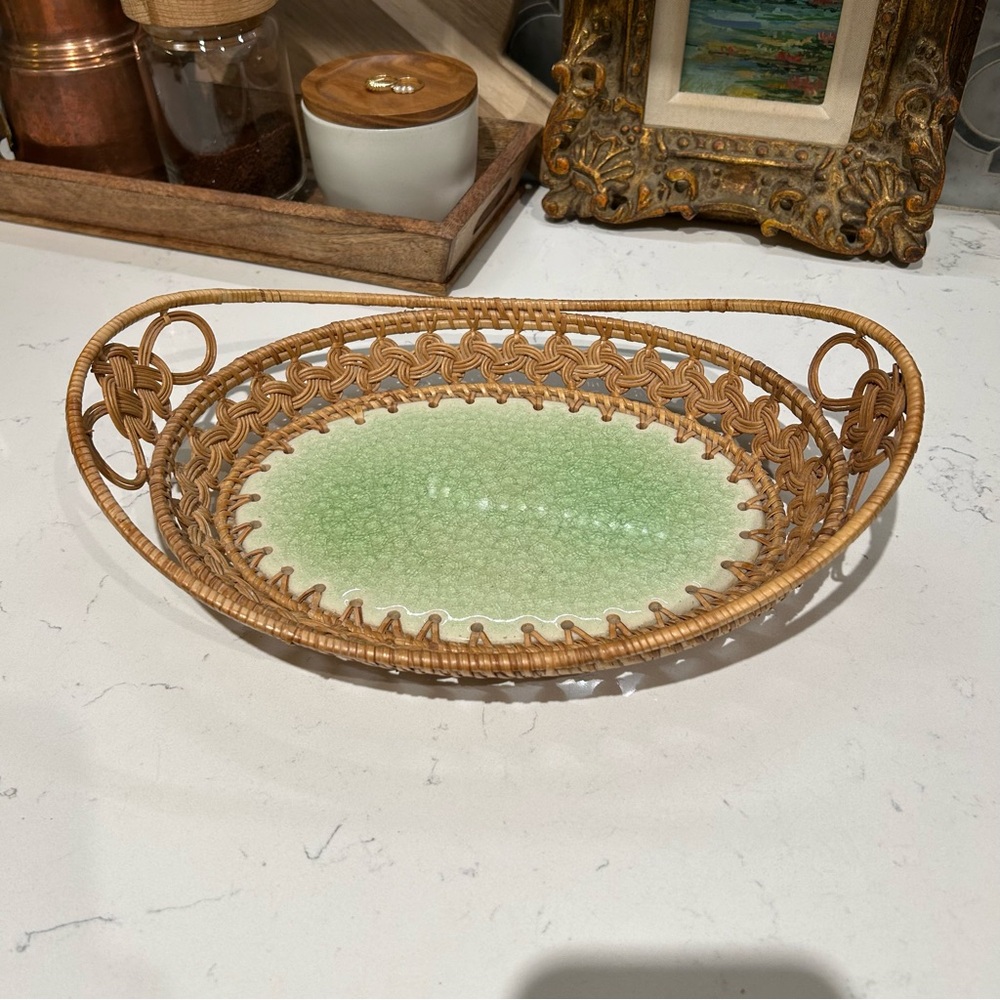 Vintage Wicker Basket Tray